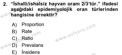 Veteriner Mikrobiyoloji ve Epidemiyoloji Dersi 2017 - 2018 Yılı (Vize) Ara Sınavı 2. Soru