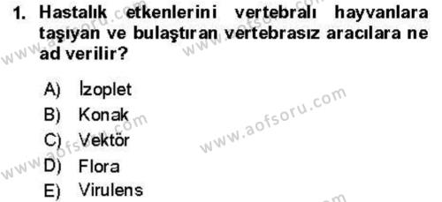 Veteriner Mikrobiyoloji ve Epidemiyoloji Dersi 2018 - 2019 Yılı (Vize) Ara Sınavı 1. Soru