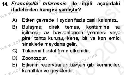 Veteriner Mikrobiyoloji ve Epidemiyoloji Dersi 2018 - 2019 Yılı (Vize) Ara Sınavı 14. Soru