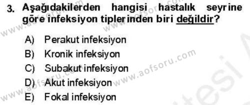 Veteriner Mikrobiyoloji ve Epidemiyoloji Dersi 2018 - 2019 Yılı (Vize) Ara Sınavı 3. Soru