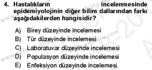 Veteriner Mikrobiyoloji ve Epidemiyoloji Dersi 2018 - 2019 Yılı (Vize) Ara Sınavı 4. Soru