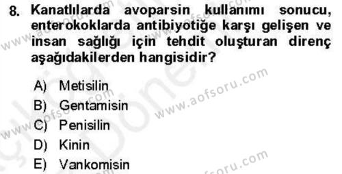 Veteriner Mikrobiyoloji ve Epidemiyoloji Dersi 2018 - 2019 Yılı (Vize) Ara Sınavı 8. Soru