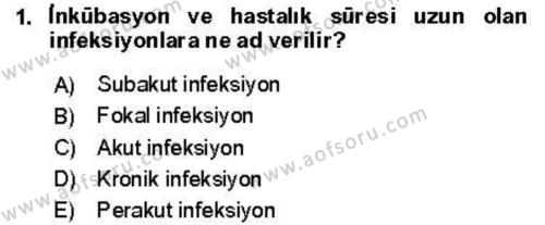 Veteriner Mikrobiyoloji ve Epidemiyoloji Dersi 2021 - 2022 Yılı (Vize) Ara Sınavı 1. Soru