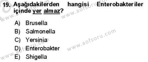 Veteriner Mikrobiyoloji ve Epidemiyoloji Dersi 2021 - 2022 Yılı (Vize) Ara Sınavı 19. Soru