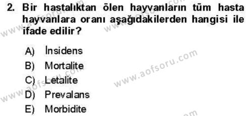 Veteriner Mikrobiyoloji ve Epidemiyoloji Dersi 2021 - 2022 Yılı Yaz Okulu Sınavı 2. Soru