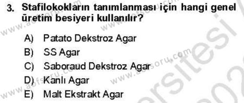 Veteriner Mikrobiyoloji ve Epidemiyoloji Dersi 2021 - 2022 Yılı Yaz Okulu Sınavı 3. Soru