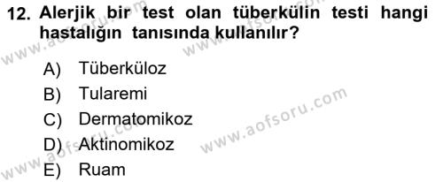 Veteriner Mikrobiyoloji ve Epidemiyoloji Dersi 2022 - 2023 Yılı Yaz Okulu Sınavı 12. Soru