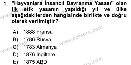 Laboratuvar Hayvanlarını Yetiştirme ve Sağlığı Dersi 2017 - 2018 Yılı 3 Ders Sınavı 1. Soru