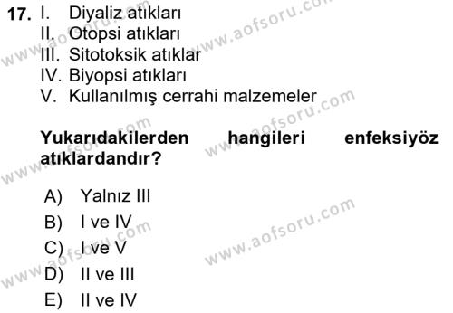 Laboratuvar Hayvanlarını Yetiştirme ve Sağlığı Dersi 2020 - 2021 Yılı Yaz Okulu Sınavı 17. Soru