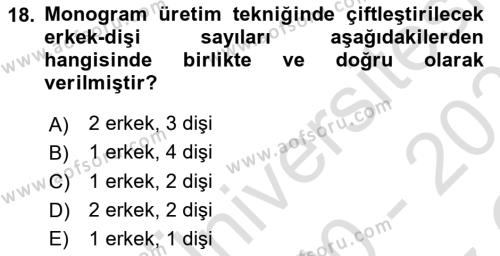 Laboratuvar Hayvanlarını Yetiştirme ve Sağlığı Dersi 2020 - 2021 Yılı Yaz Okulu Sınavı 18. Soru