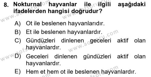 Laboratuvar Hayvanlarını Yetiştirme ve Sağlığı Dersi 2023 - 2024 Yılı (Final) Dönem Sonu Sınavı 8. Soru