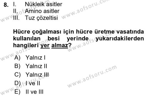 Viroloji Dersi 2018 - 2019 Yılı (Vize) Ara Sınavı 8. Soru