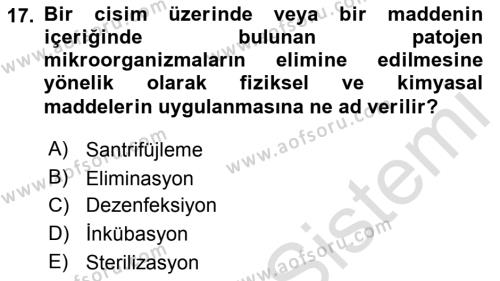 Viroloji Dersi 2019 - 2020 Yılı (Vize) Ara Sınavı 17. Soru