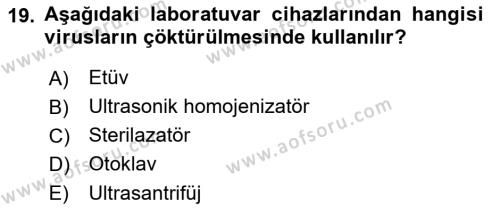 Viroloji Dersi 2023 - 2024 Yılı (Vize) Ara Sınavı 19. Soru