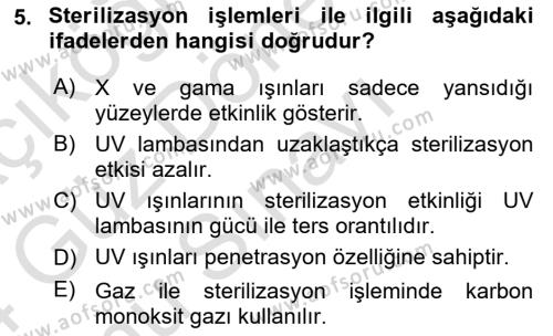 Viroloji Dersi 2023 - 2024 Yılı (Final) Dönem Sonu Sınavı 5. Soru