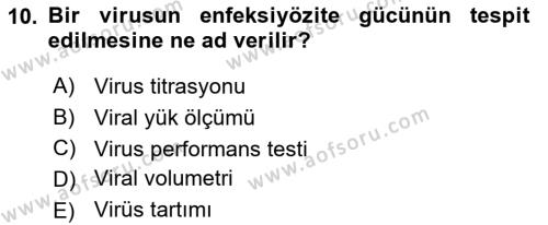 Viroloji Dersi 2024 - 2025 Yılı (Vize) Ara Sınavı 10. Soru