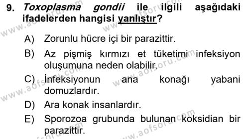 Gıda Güvenliğinin Temel Prensipleri Dersi 2018 - 2019 Yılı Yaz Okulu Sınavı 9. Soru