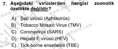 Gıda Güvenliğinin Temel Prensipleri Dersi 2020 - 2021 Yılı Yaz Okulu Sınavı 7. Soru