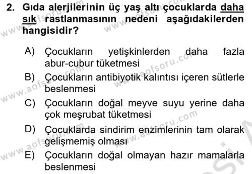 Gıda Güvenliğinin Temel Prensipleri Dersi 2023 - 2024 Yılı (Vize) Ara Sınavı 2. Soru