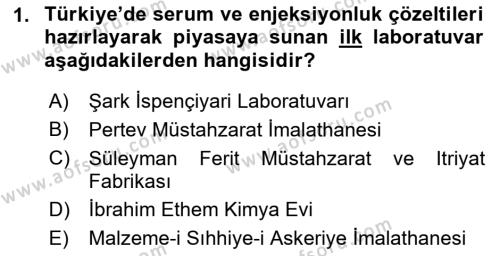 Temel İlaç Bilgisi Ve Akılcı İlaç Kullanımı Dersi 2016 - 2017 Yılı (Vize) Ara Sınavı 1. Soru