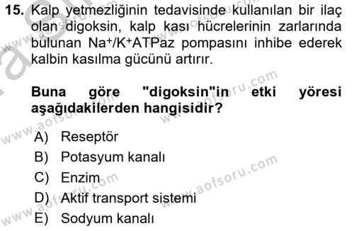 Temel İlaç Bilgisi Ve Akılcı İlaç Kullanımı Dersi 2016 - 2017 Yılı (Vize) Ara Sınavı 15. Soru