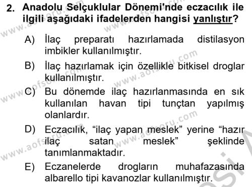 Temel İlaç Bilgisi Ve Akılcı İlaç Kullanımı Dersi 2016 - 2017 Yılı (Vize) Ara Sınavı 2. Soru