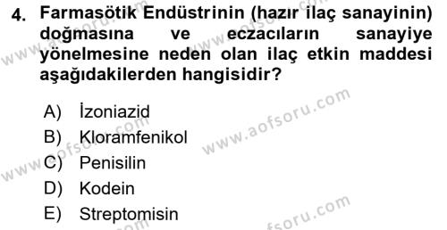 Temel İlaç Bilgisi Ve Akılcı İlaç Kullanımı Dersi 2016 - 2017 Yılı (Vize) Ara Sınavı 4. Soru