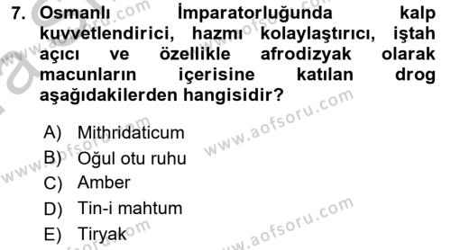 Temel İlaç Bilgisi Ve Akılcı İlaç Kullanımı Dersi 2016 - 2017 Yılı (Vize) Ara Sınavı 7. Soru