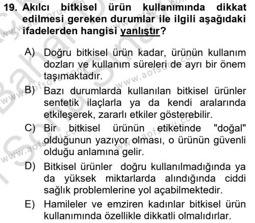 Temel İlaç Bilgisi Ve Akılcı İlaç Kullanımı Dersi 2016 - 2017 Yılı (Final) Dönem Sonu Sınavı 19. Soru