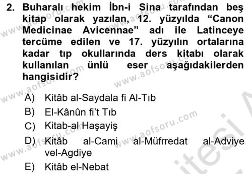 Temel İlaç Bilgisi Ve Akılcı İlaç Kullanımı Dersi 2016 - 2017 Yılı (Final) Dönem Sonu Sınavı 2. Soru