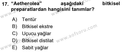 Temel İlaç Bilgisi Ve Akılcı İlaç Kullanımı Dersi 2017 - 2018 Yılı 3 Ders Sınavı 17. Soru