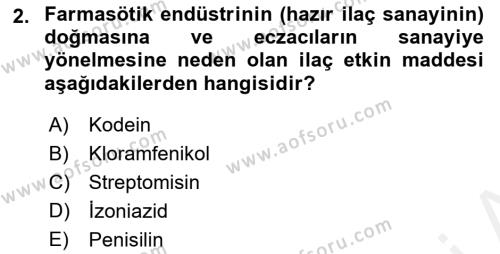 Temel İlaç Bilgisi Ve Akılcı İlaç Kullanımı Dersi 2017 - 2018 Yılı 3 Ders Sınavı 2. Soru