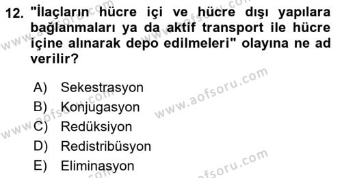 Temel İlaç Bilgisi Ve Akılcı İlaç Kullanımı Dersi 2017 - 2018 Yılı (Vize) Ara Sınavı 12. Soru