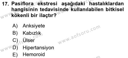 Temel İlaç Bilgisi Ve Akılcı İlaç Kullanımı Dersi 2017 - 2018 Yılı (Vize) Ara Sınavı 17. Soru