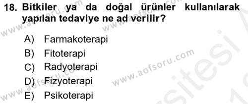 Temel İlaç Bilgisi Ve Akılcı İlaç Kullanımı Dersi 2017 - 2018 Yılı (Vize) Ara Sınavı 18. Soru