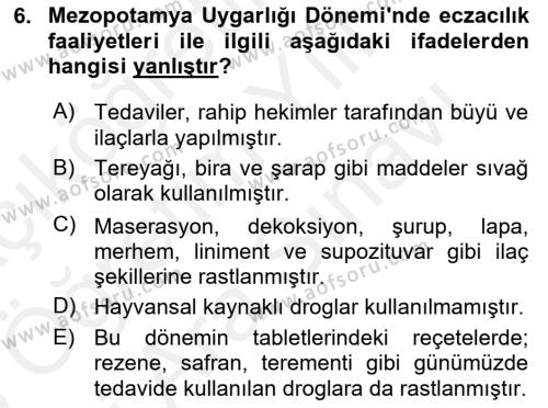 Temel İlaç Bilgisi Ve Akılcı İlaç Kullanımı Dersi 2017 - 2018 Yılı (Vize) Ara Sınavı 6. Soru