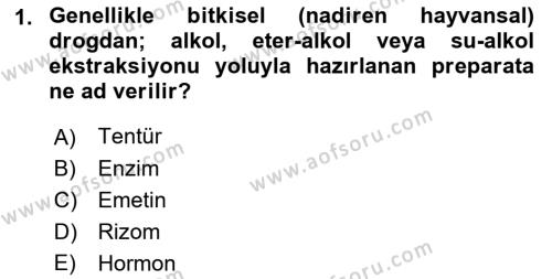 Temel İlaç Bilgisi Ve Akılcı İlaç Kullanımı Dersi 2017 - 2018 Yılı (Final) Dönem Sonu Sınavı 1. Soru