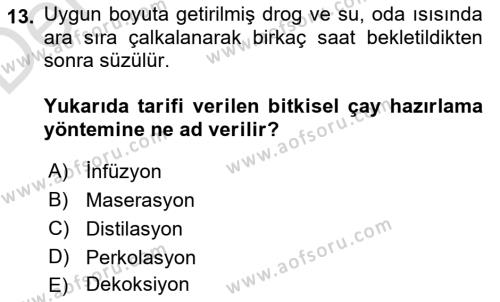 Temel İlaç Bilgisi Ve Akılcı İlaç Kullanımı Dersi 2018 - 2019 Yılı 3 Ders Sınavı 13. Soru