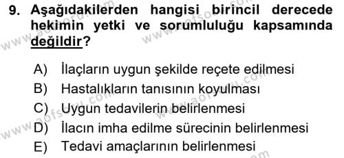 Temel İlaç Bilgisi Ve Akılcı İlaç Kullanımı Dersi 2018 - 2019 Yılı 3 Ders Sınavı 9. Soru