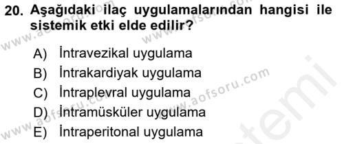 Temel İlaç Bilgisi Ve Akılcı İlaç Kullanımı Dersi 2018 - 2019 Yılı (Vize) Ara Sınavı 20. Soru