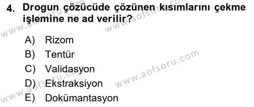 Temel İlaç Bilgisi Ve Akılcı İlaç Kullanımı Dersi 2018 - 2019 Yılı (Vize) Ara Sınavı 4. Soru