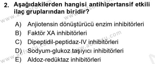 Temel İlaç Bilgisi Ve Akılcı İlaç Kullanımı Dersi 2018 - 2019 Yılı (Final) Dönem Sonu Sınavı 2. Soru