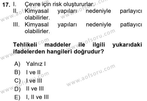 Lojistik İlkeleri Dersi 2021 - 2022 Yılı (Final) Dönem Sonu Sınavı 17. Soru