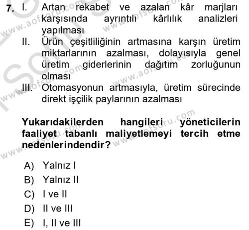 Lojistik İlkeleri Dersi 2021 - 2022 Yılı (Final) Dönem Sonu Sınavı 7. Soru