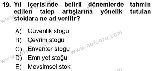 Lojistik İlkeleri Dersi 2024 - 2025 Yılı (Vize) Ara Sınavı 19. Soru