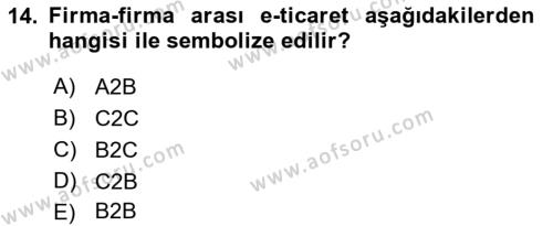 Çağdaş Lojistik Uygulamaları Dersi 2018 - 2019 Yılı (Final) Dönem Sonu Sınavı 14. Soru