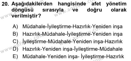 Çağdaş Lojistik Uygulamaları Dersi 2018 - 2019 Yılı (Final) Dönem Sonu Sınavı 20. Soru