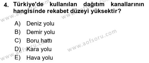 Çağdaş Lojistik Uygulamaları Dersi 2018 - 2019 Yılı (Final) Dönem Sonu Sınavı 4. Soru