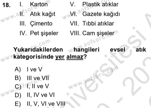 Çağdaş Lojistik Uygulamaları Dersi 2020 - 2021 Yılı Yaz Okulu Sınavı 18. Soru