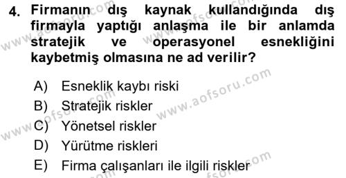 Çağdaş Lojistik Uygulamaları Dersi 2020 - 2021 Yılı Yaz Okulu Sınavı 4. Soru